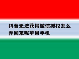 抖音无法获得微信授权怎么弄回来呢苹果手机