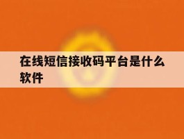 在线短信接收码平台是什么软件