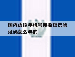 国内虚拟手机号接收短信验证码怎么弄的