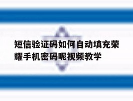 包含短信验证码如何自动填充荣耀手机密码呢视频教学的词条