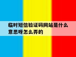 临时短信验证码网站是什么意思呀怎么弄的