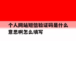 关于个人网站短信验证码是什么意思啊怎么填写的信息