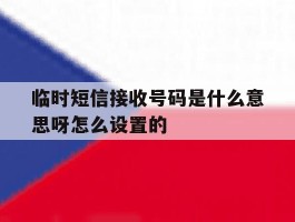 临时短信接收号码是什么意思呀怎么设置的