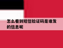 怎么看到短信验证码是谁发的信息呢