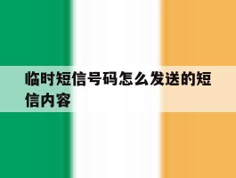 临时短信号码怎么发送的短信内容