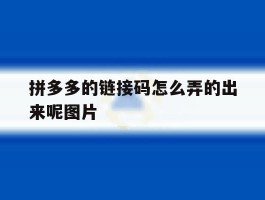 拼多多的链接码怎么弄的出来呢图片
