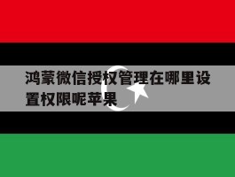 关于鸿蒙微信授权管理在哪里设置权限呢苹果的信息