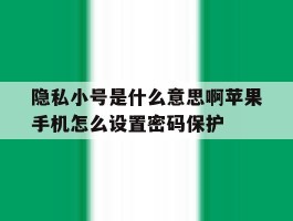 隐私小号是什么意思啊苹果手机怎么设置密码保护的简单介绍