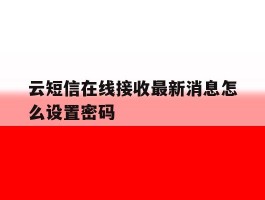 云短信在线接收最新消息怎么设置密码