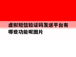 虚拟短信验证码发送平台有哪些功能呢图片的简单介绍