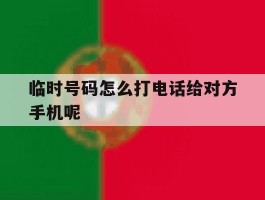 临时号码怎么打电话给对方手机呢的简单介绍