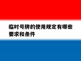 临时号牌的使用规定有哪些要求和条件