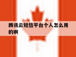 腾讯云短信平台个人怎么用的啊