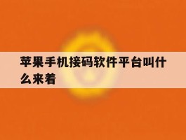 苹果手机接码软件平台叫什么来着