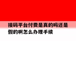 接码平台付费是真的吗还是假的啊怎么办理手续的简单介绍