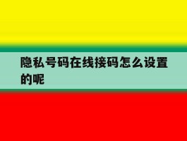 隐私号码在线接码怎么设置的呢
