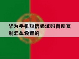 华为手机短信验证码自动复制怎么设置的