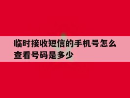 临时接收短信的手机号怎么查看号码是多少