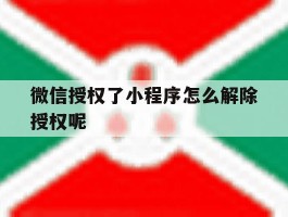 微信授权了小程序怎么解除授权呢