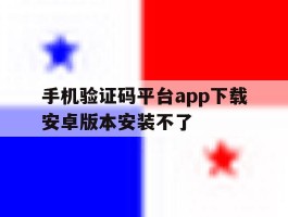 手机验证码平台app下载安卓版本安装不了