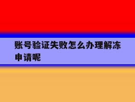 账号验证失败怎么办理解冻申请呢