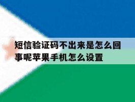 短信验证码不出来是怎么回事呢苹果手机怎么设置的简单介绍