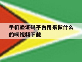 手机验证码平台用来做什么的啊视频下载