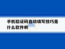 包含手机验证码自动填写技巧是什么软件啊的词条