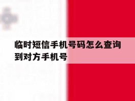 临时短信手机号码怎么查询到对方手机号