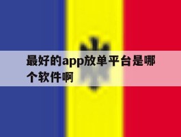 最好的app放单平台是哪个软件啊