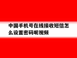 中国手机号在线接收短信怎么设置密码呢视频