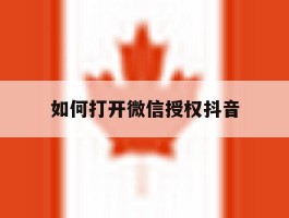 如何打开微信授权抖音