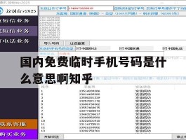 国内免费临时手机号码是什么意思啊知乎的简单介绍
