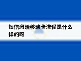 短信激活移动卡流程是什么样的呀