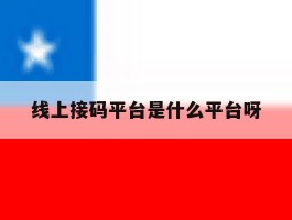 线上接码平台是什么平台呀
