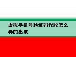 虚拟手机号验证码代收怎么弄的出来