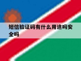 短信验证码有什么用途吗安全吗