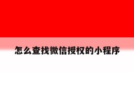 怎么查找微信授权的小程序