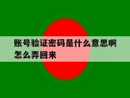 账号验证密码是什么意思啊怎么弄回来
