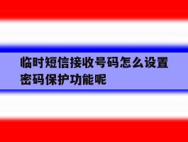 临时短信接收号码怎么设置密码保护功能呢