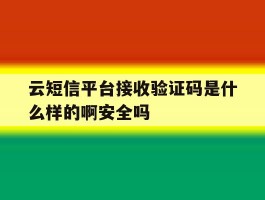 云短信平台接收验证码是什么样的啊安全吗的简单介绍