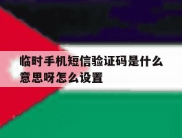 临时手机短信验证码是什么意思呀怎么设置