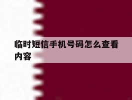 关于临时短信手机号码怎么查看内容的信息