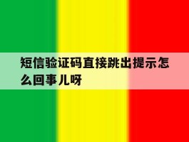 短信验证码直接跳出提示怎么回事儿呀的简单介绍