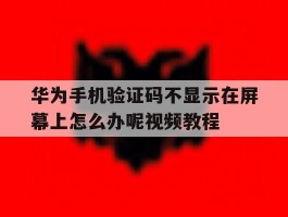 华为手机验证码不显示在屏幕上怎么办呢视频教程的简单介绍