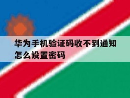 华为手机验证码收不到通知怎么设置密码
