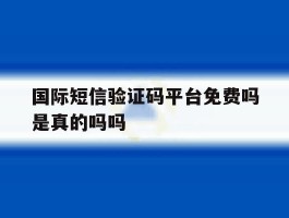 国际短信验证码平台免费吗是真的吗吗