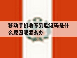 移动手机收不到验证码是什么原因呢怎么办的简单介绍