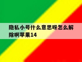 包含隐私小号什么意思呀怎么解除啊苹果14的词条