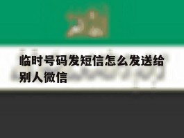 临时号码发短信怎么发送给别人微信